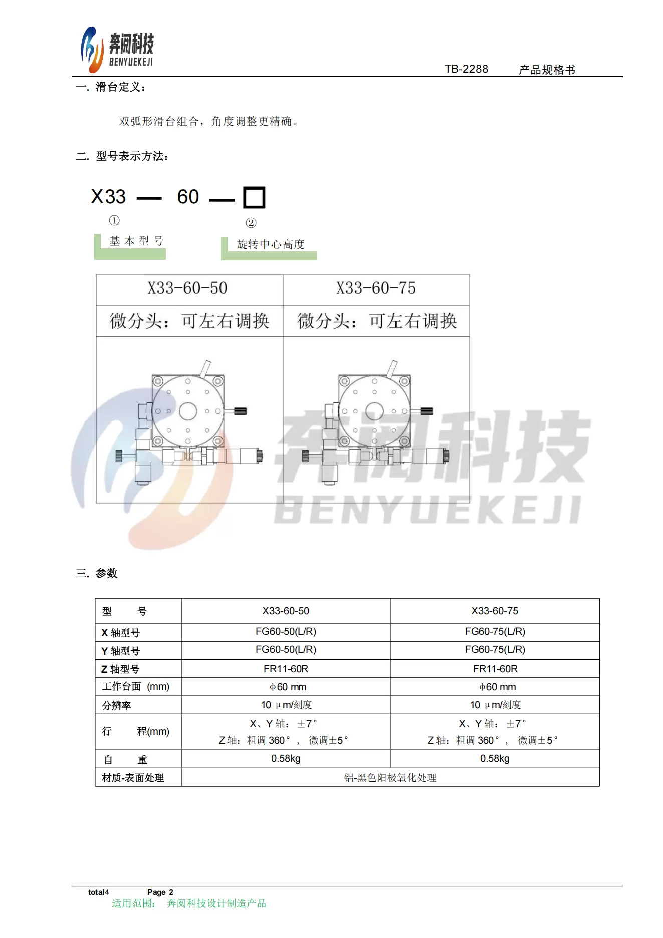 弧形台+旋转台 X33-60-50L/R X33-60-75L/R(图2)