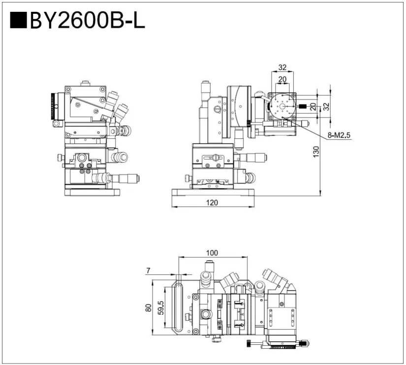 六维调整架 六轴微调架 BY-2600B-L/R(图3)