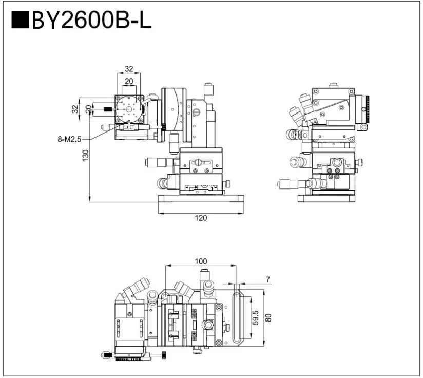 六维调整架 六轴微调架 BY-2600B-L/R(图4)