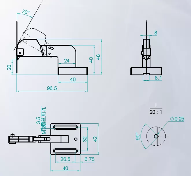垂直可调角度光纤夹具 F-OPF006(图1)